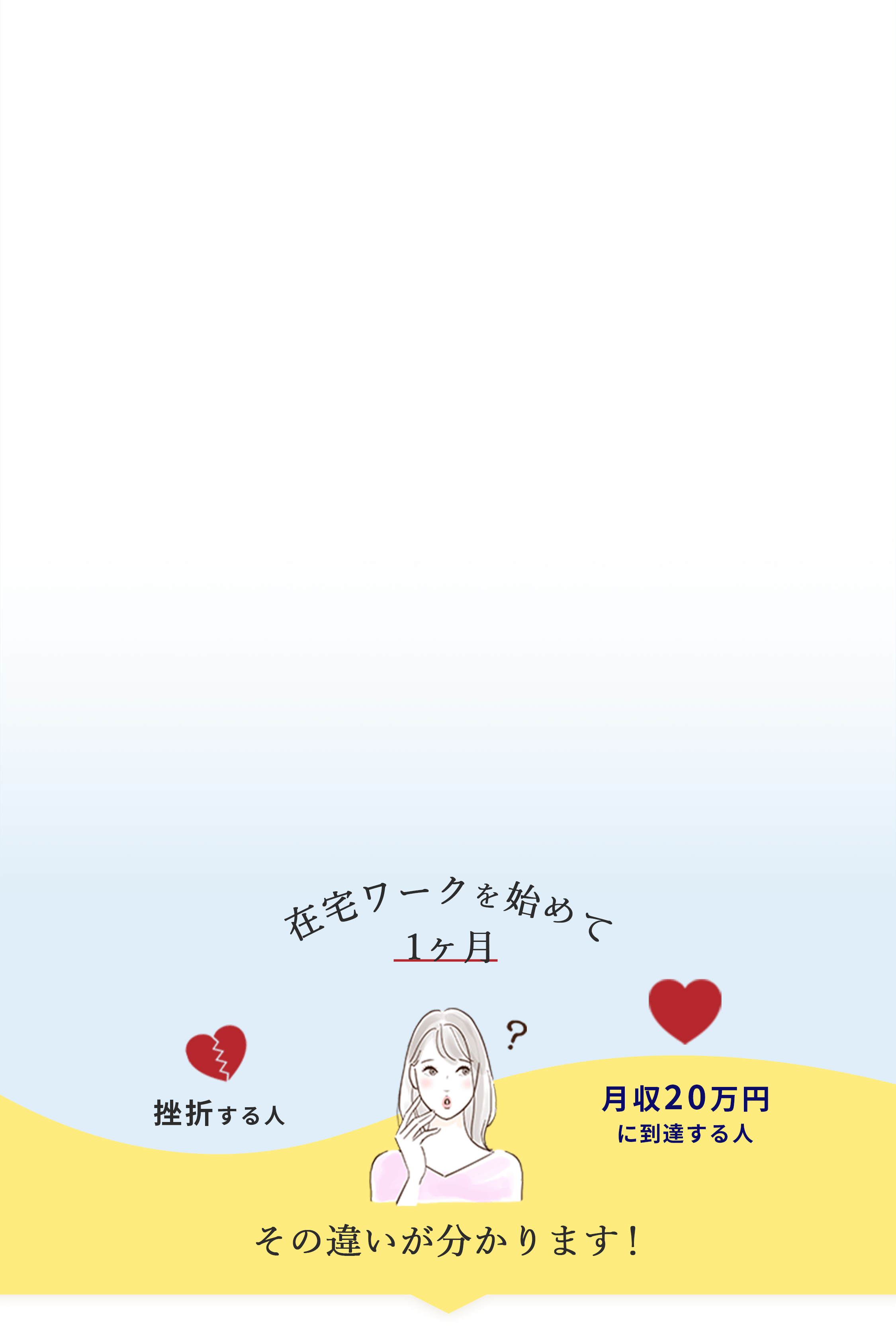 在宅ワークを始めて1ヶ⽉で挫折する⼈と、1ヶ⽉で⽉収20万円に到達する⼈。その違いが分かります!